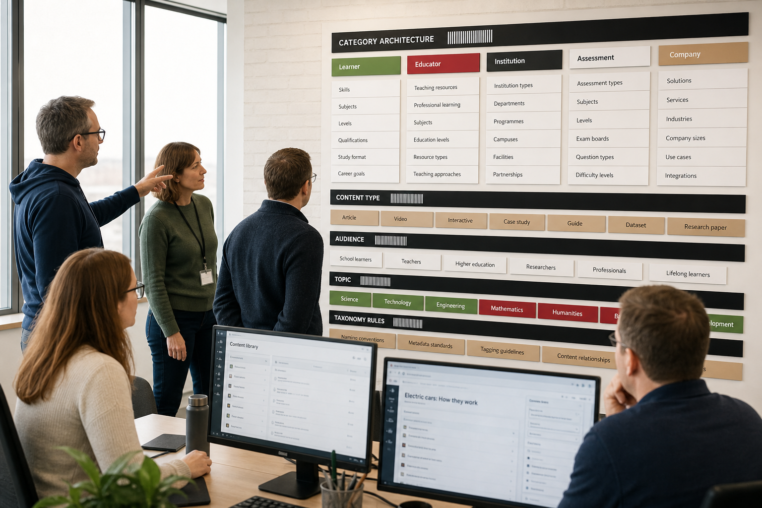 AUDELAB LTD team reviewing category system boards